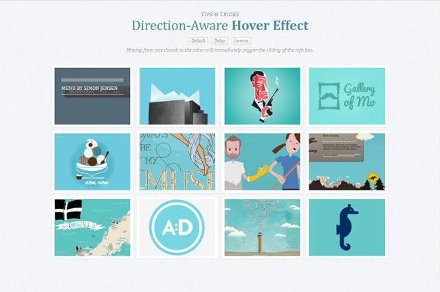 Direction aware hover effect