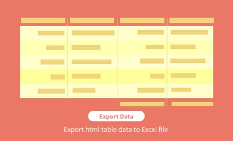 export html table data to an Excel file